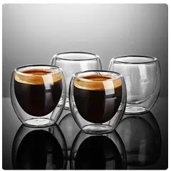 GENERICO - Pack 4 Tazas Doble Pared 250ml Frio, Caliente