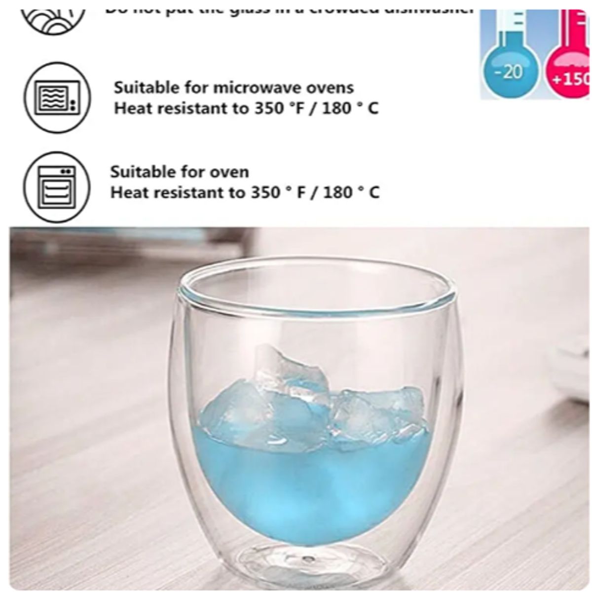GENERICO - Pack 4 Tazas Doble Pared 250ml Frio, Caliente