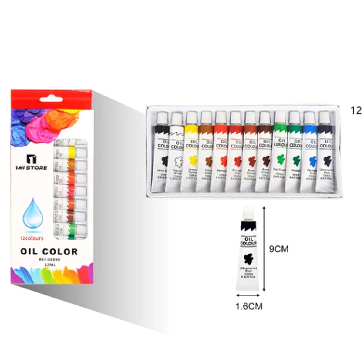 GENERICO - Set 12 Pinturas Al Oleo 12ml Colores Artisticos Premium