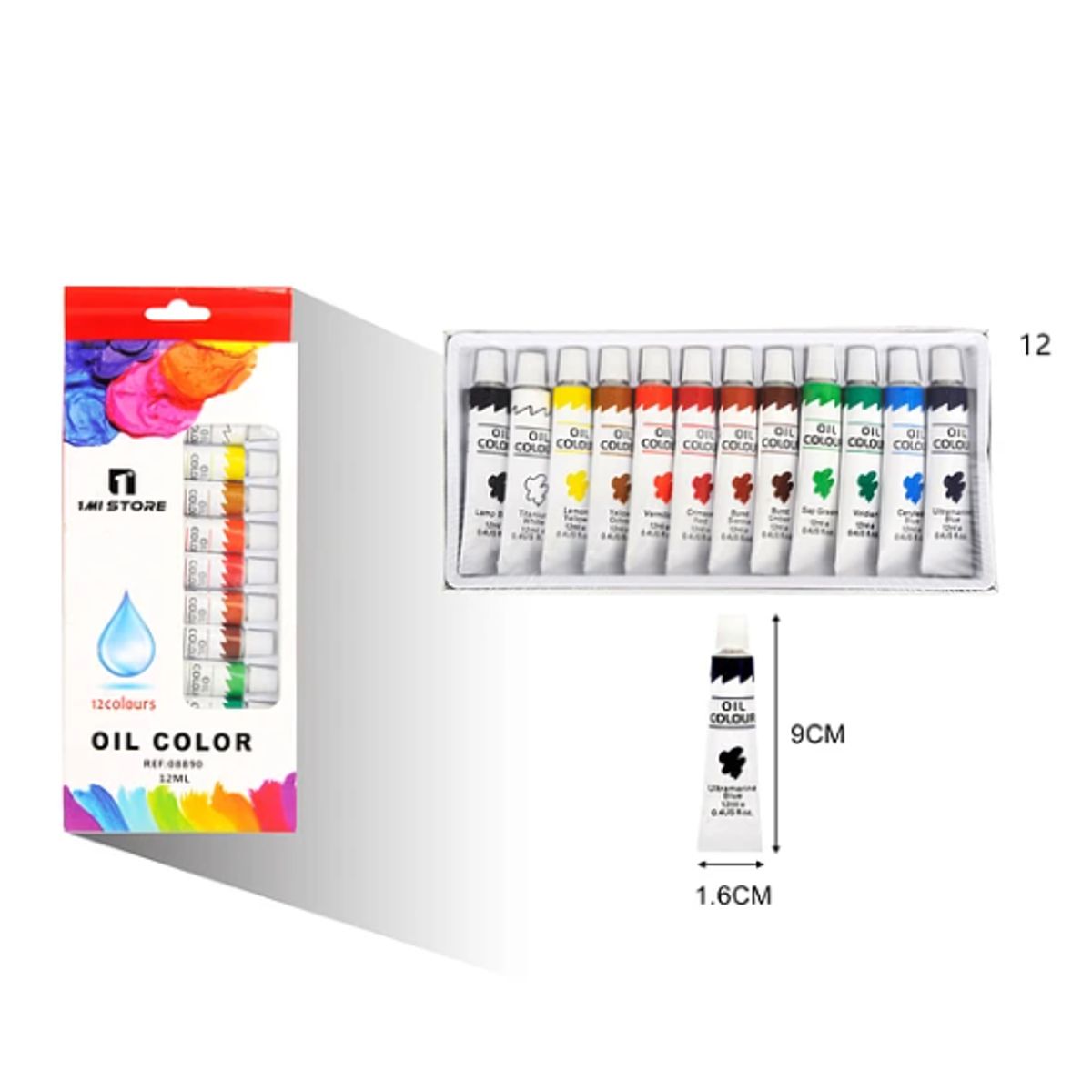 GENERICO - Set 12 Pinturas Al Oleo 12ml Colores Artisticos Premium