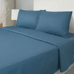 KEYHOME - Juego De Sabanas 15 Plazas Embosse Microfibra Color Azul