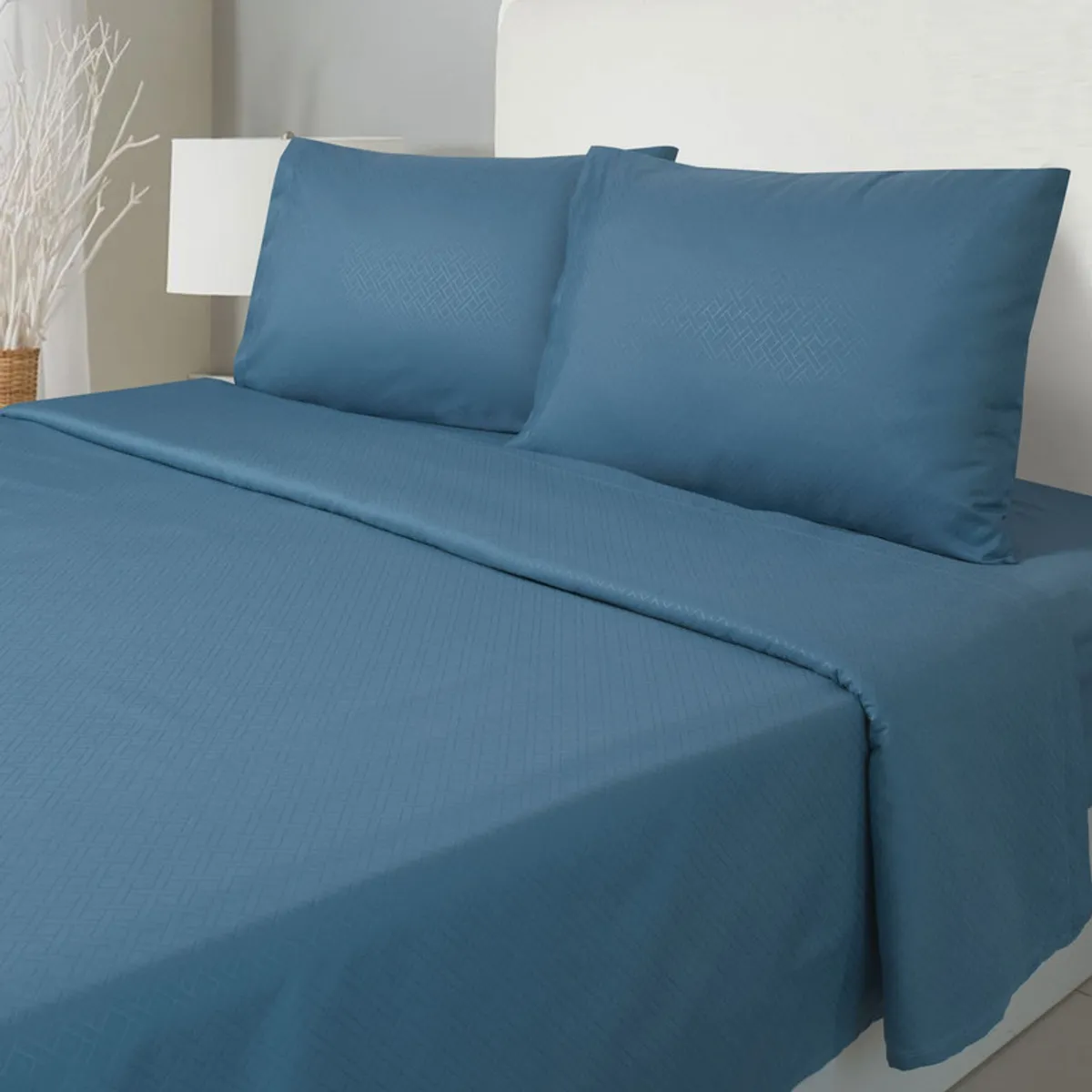 KEYHOME - Juego De Sabanas Keyhome 2 Plazas Embosse Microfibra Color Azul