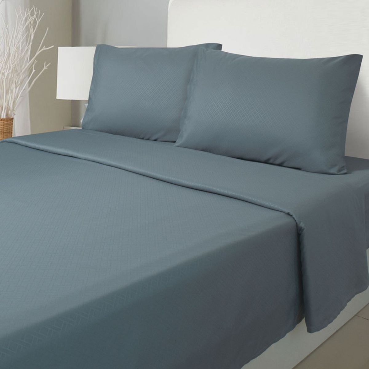 KEYHOME - Juego De Sabanas Keyhome 2 Plazas Embosse Microfibra Color Gris
