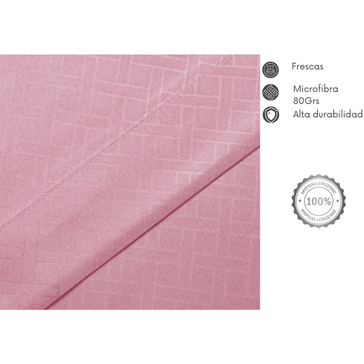 KEYHOME - Juego De Sabanas Keyhome 2 Plazas Embosse Microfibra Color Rosa