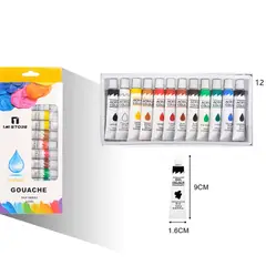 GENERICO - Set 12 Pinturas Gouache 12ml Colores Vivos Para Arte