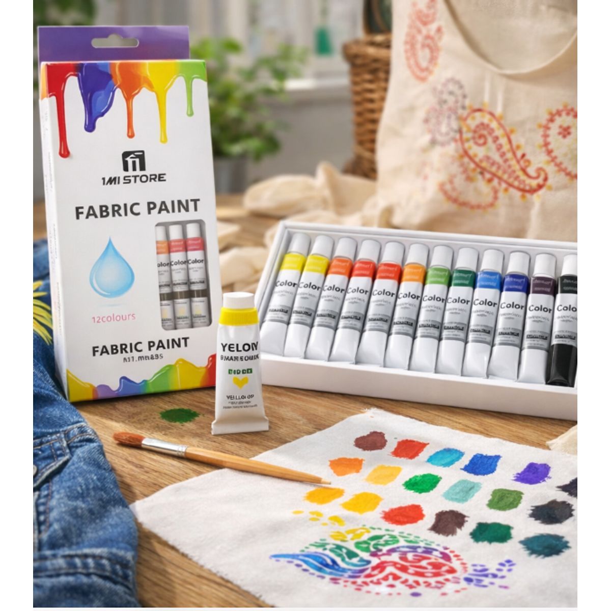 GENERICO - Set 12 Pinturas Para Tela 12ml Colores Textiles Lavables