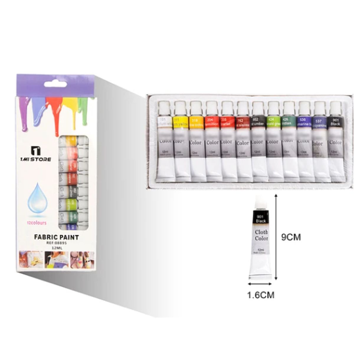 GENERICO - Set 12 Pinturas Para Tela 12ml Colores Textiles Lavables