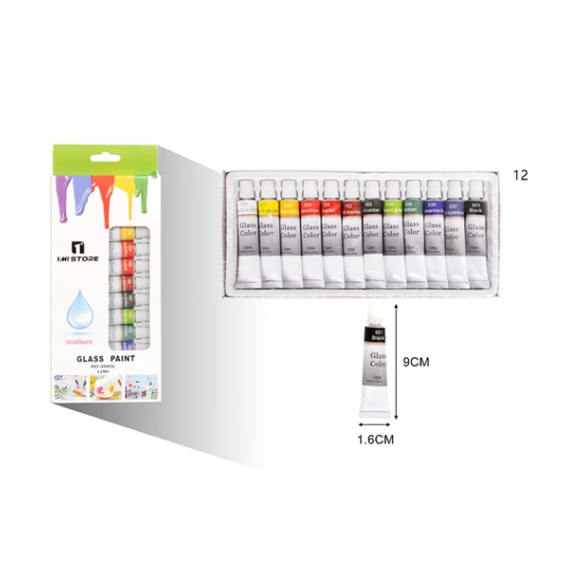Set 12 Pinturas Para Cristal 12ml Colores Transparentes Arte, marca GENERICO - Foto Principal