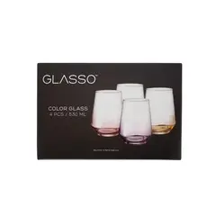 GLASSO - Set De 4 Vasos Fondo Colores