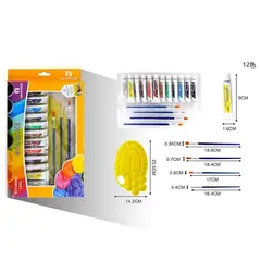 GENERICO - Set De 12 Pinturas Gouache 12ml Con Mezclador Y 4 Pinceles