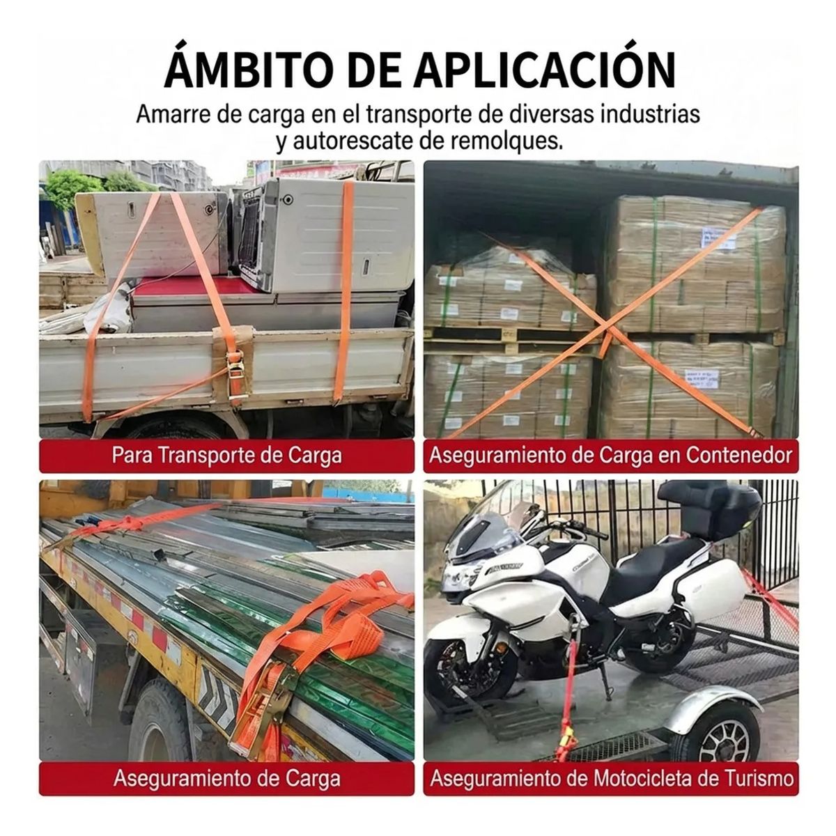 GENERICO - Eslinga De Amarre 10m 3t Con Ratchet Y Ganchos Reforzados Naranja