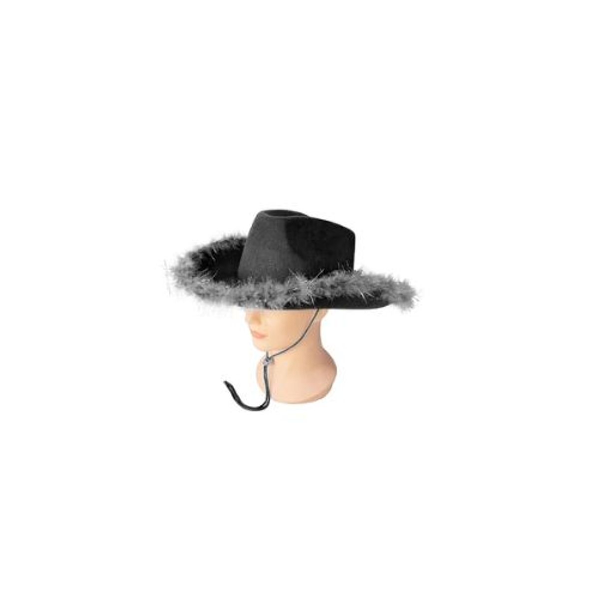 GENERICO - Sombrero vaquero con pluma negro con cuerda