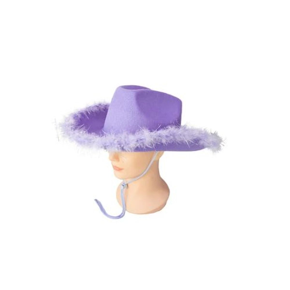 GENERICO - Sombrero vaquero con pluma morado con cuerda