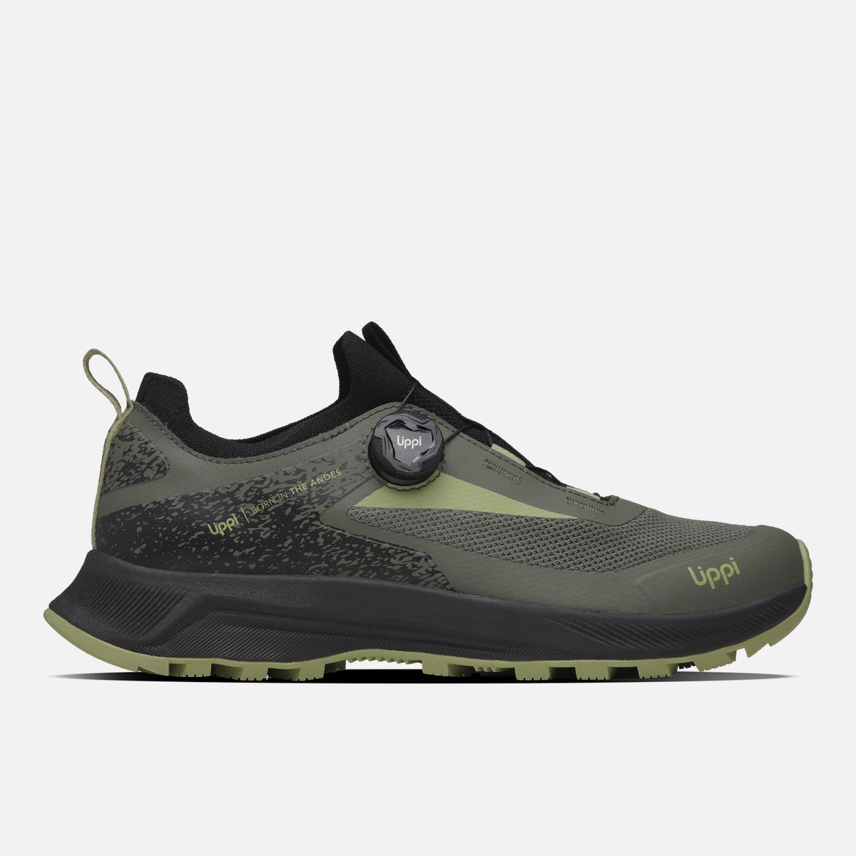 LIPPI - Zapatilla Hombre Light Knit Twist Negro / Verde Lippi