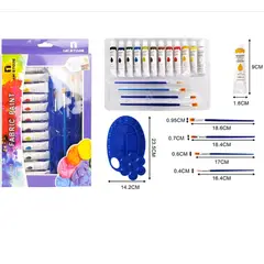 GENERICO - Set 12 Pinturas Para Tela 12ml Con Mezclador Y 4 Pinceles