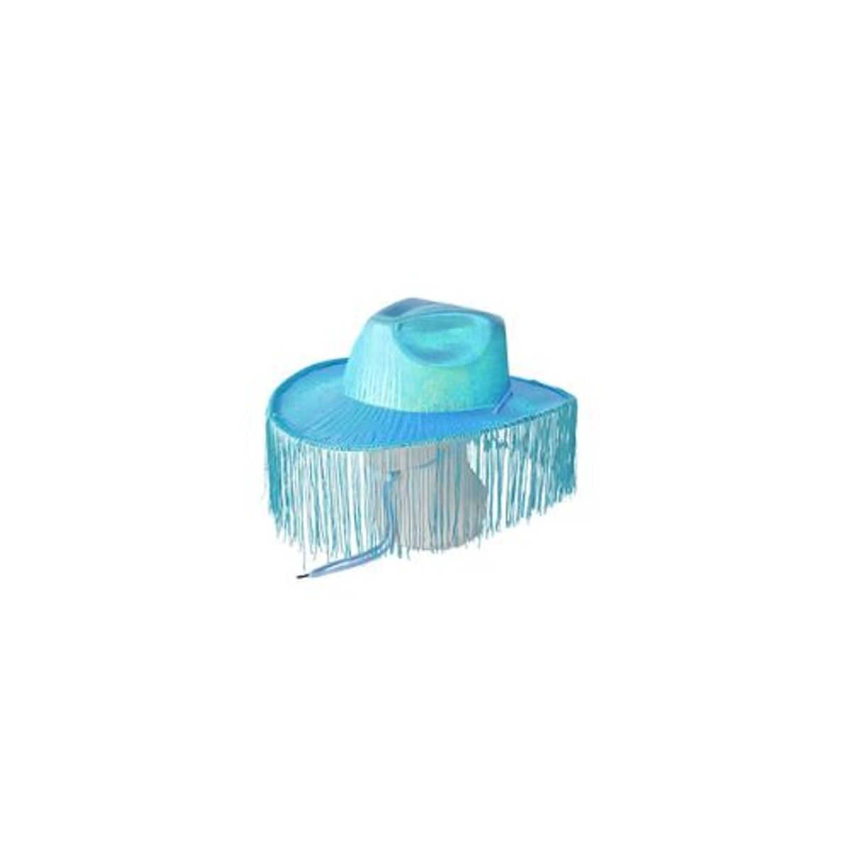 GENERICO - Sombrero vaquero con flecos azul brillante con cuerda
