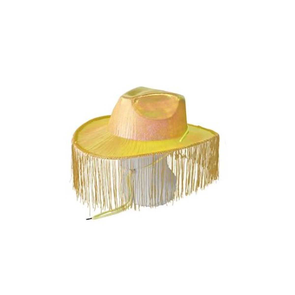 GENERICO - Sombrero vaquero con flecos amarillo brillante con cuerda