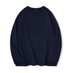 KIRAMA CLOTHING STORE - Poleron Manga Larga Básica Casual Azul Marino