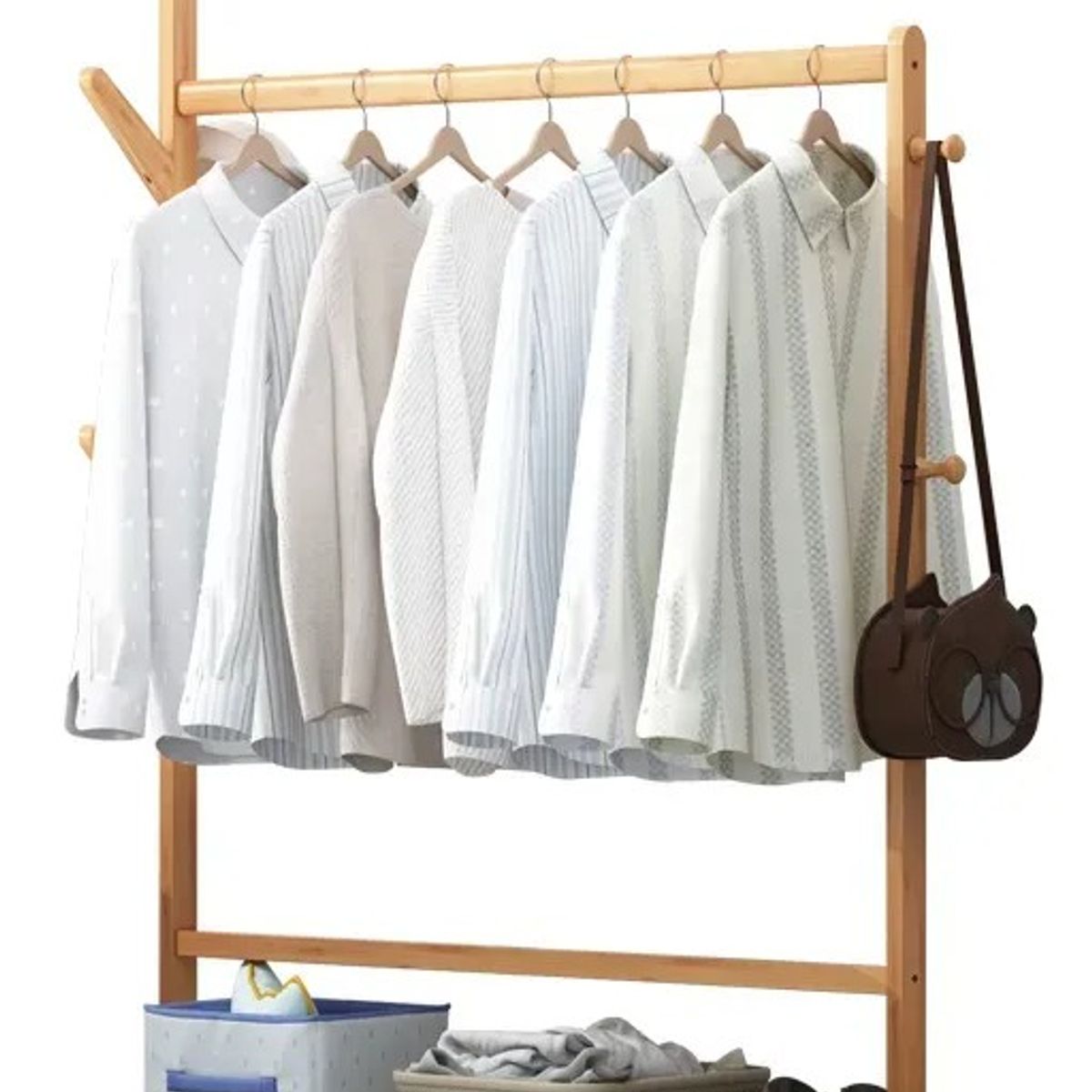 GENERICO - Tendedero Ropa Perchero Madera 158cm X 100cm X 38cm Beige