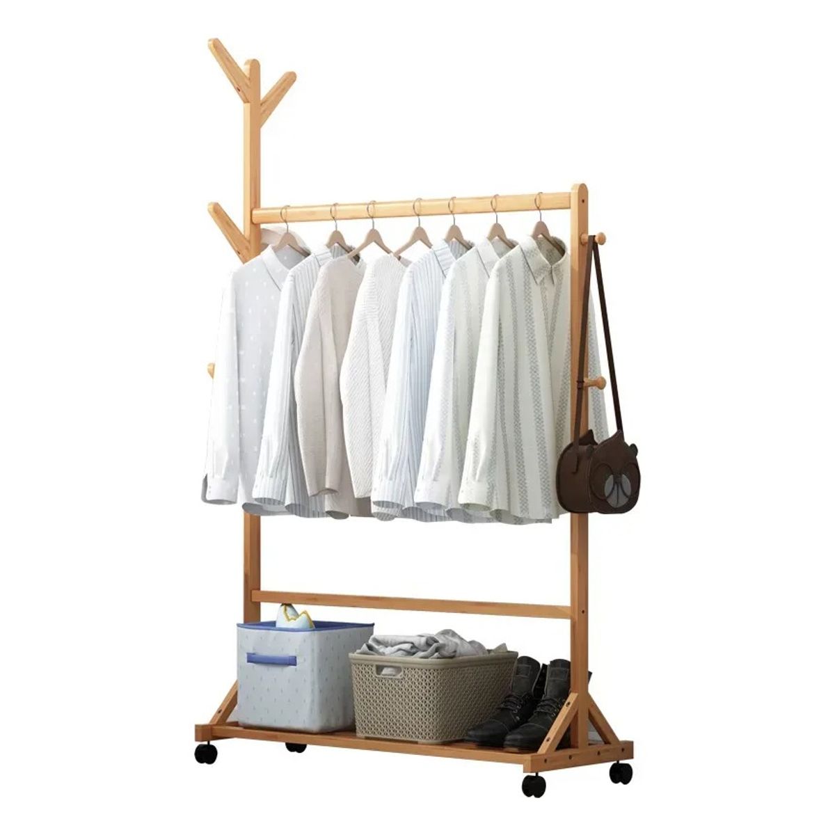 GENERICO - Tendedero Ropa Perchero Madera 158cm X 100cm X 38cm Beige