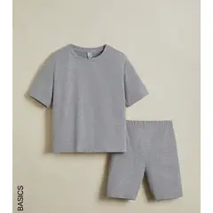 KIRAMA CLOTHING STORE - Conjunto Básico Gris Camiseta + Shorts Ciclista