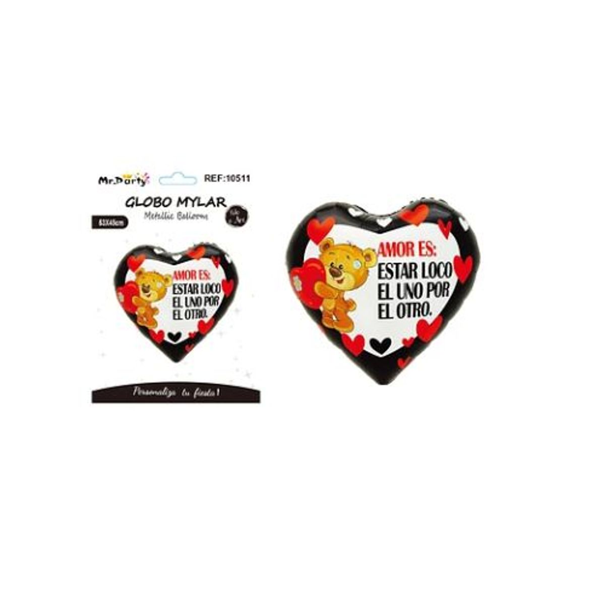 GENERICO - Globo metálico corazón de San Valentín Tu y Yo 53x45cm