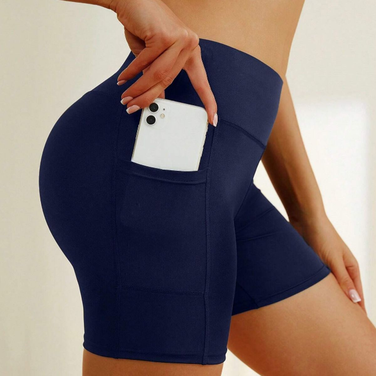 KIRAMA CLOTHING STORE - Short Deportivo Mujer Talle Alto  Azul Marino
