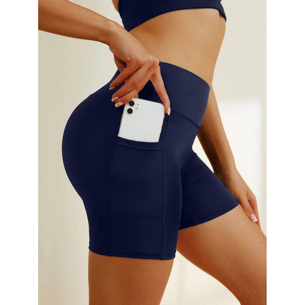 KIRAMA CLOTHING STORE - Short Deportivo Mujer Talle Alto  Azul Marino