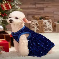 GENERICO - VESTIDO DE LENTEJUELAS AZUL PARA MASCOTAS
