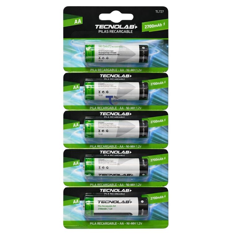 Pack 5 Pilas Recargables AA 2700mha TL727