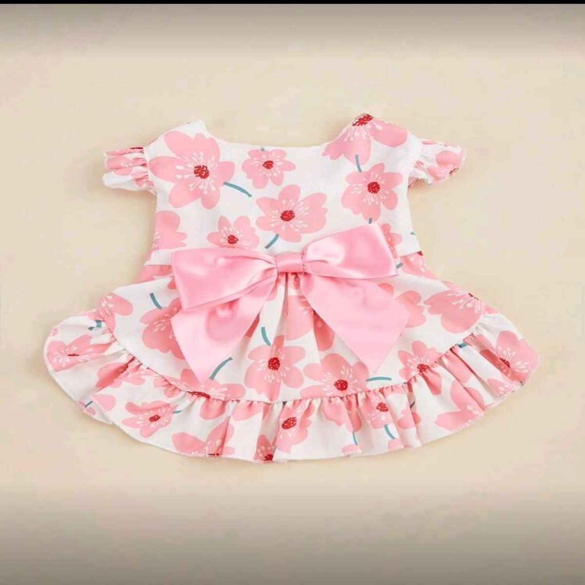 GENERICO - VESTIDO ESTAMPADO DE FLORES ROSADO  PARA MASCOTAS