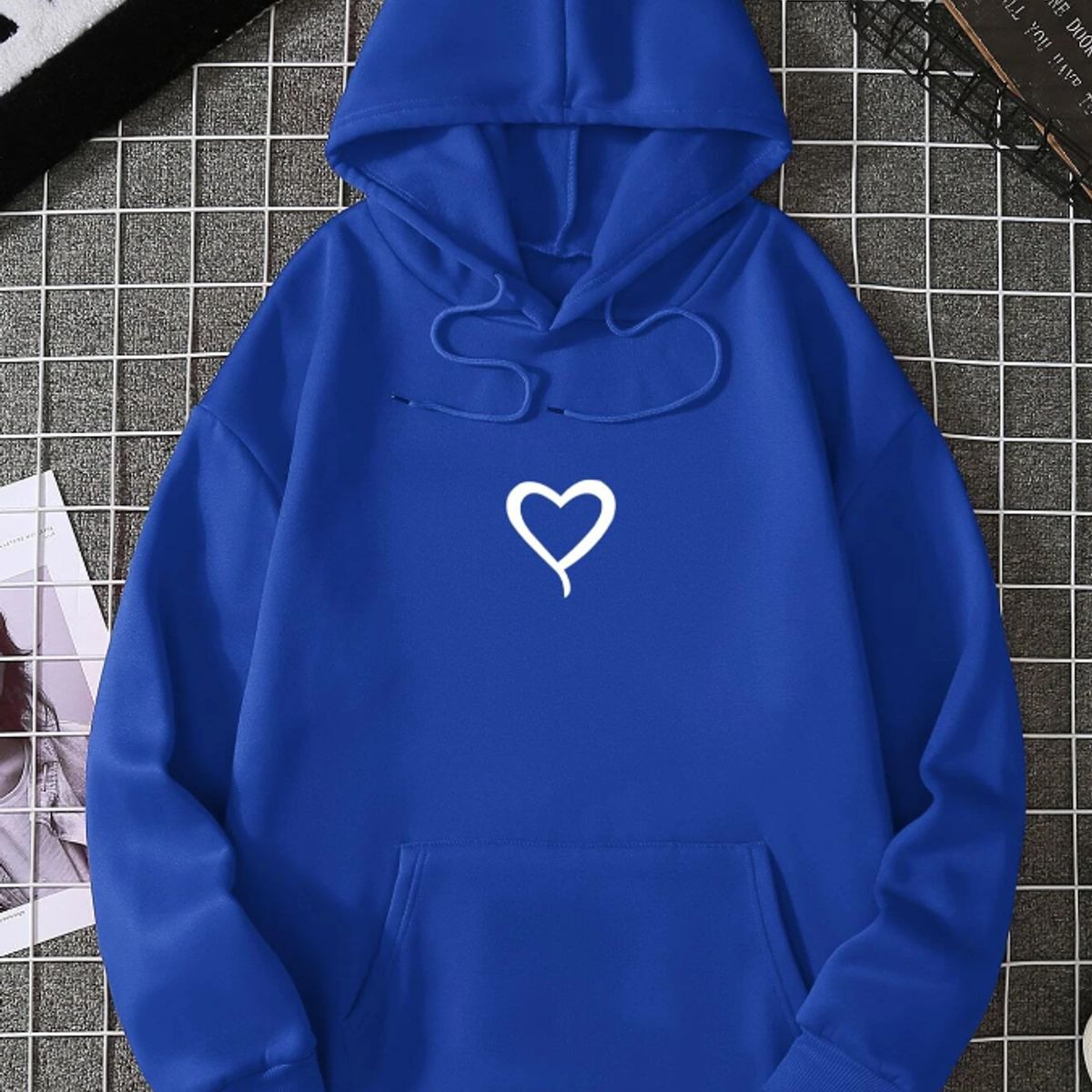 KIRAMA CLOTHING STORE - Hoodie Infantil con Estampado de Corazón  Azul Real