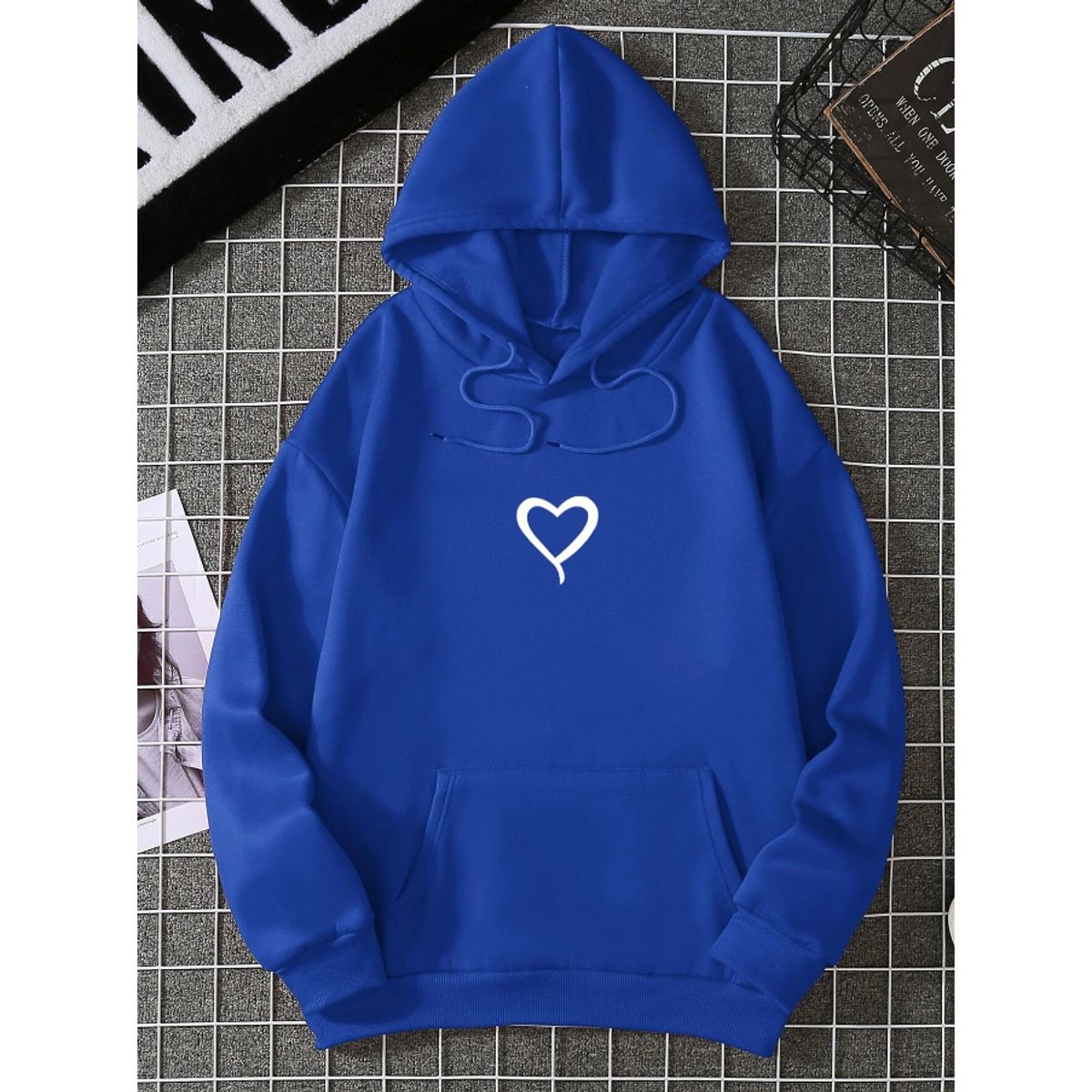 KIRAMA CLOTHING STORE - Hoodie Infantil con Estampado de Corazón  Azul Real