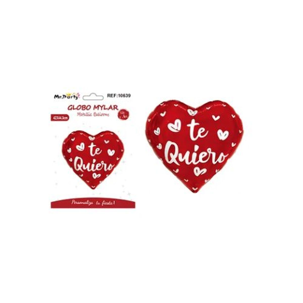 GENERICO - Globo metálico corazón te quiero rojo y blanco 42x44cm