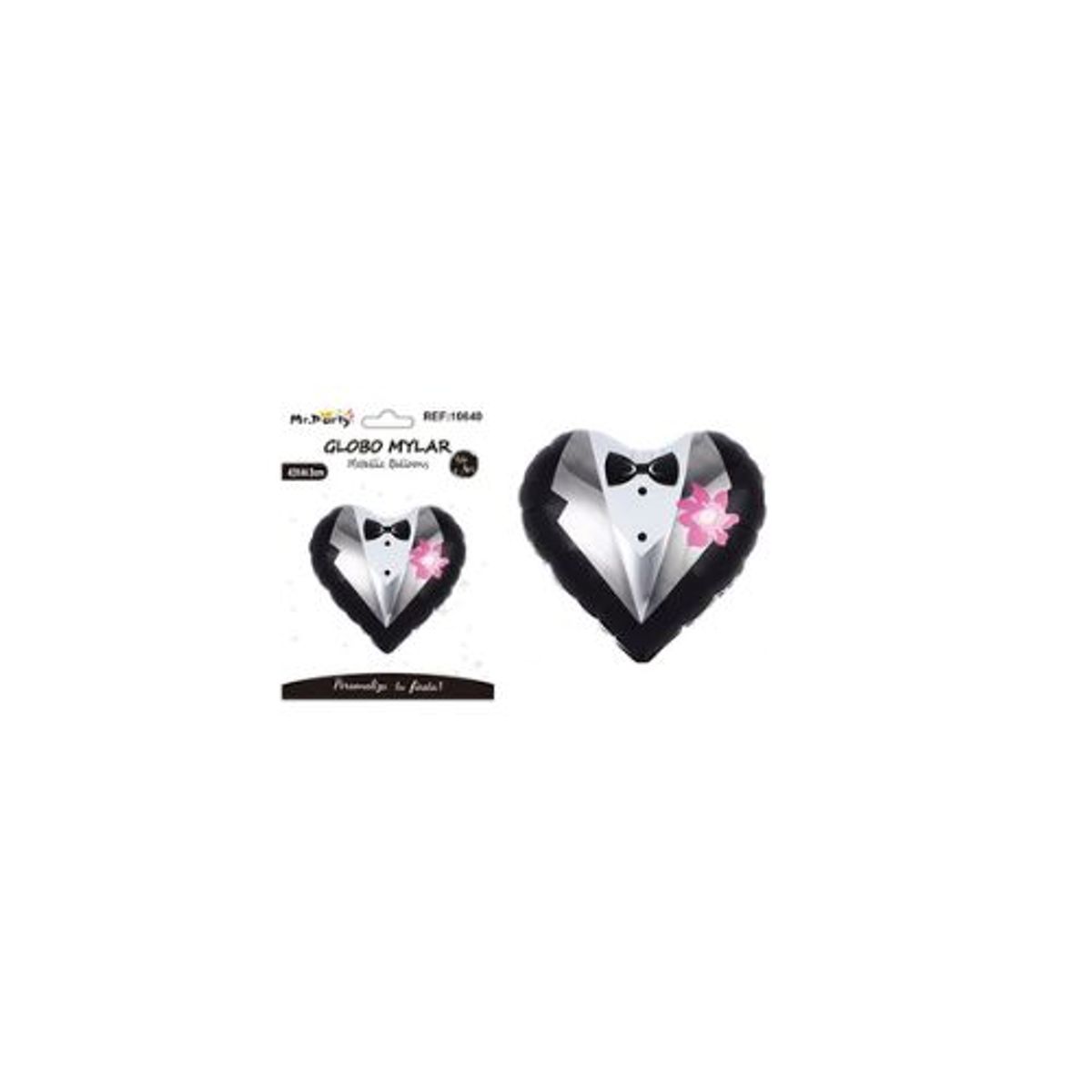 GENERICO - Globo metálico corazón con traje 42x44cm