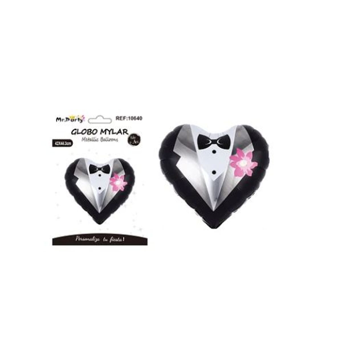 GENERICO - Globo metálico corazón con traje 42x44cm