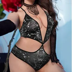 KIRAMA CLOTHING STORE - Body Blanco y Negro con Estampado Galaxia Estilo Gótico Halloween