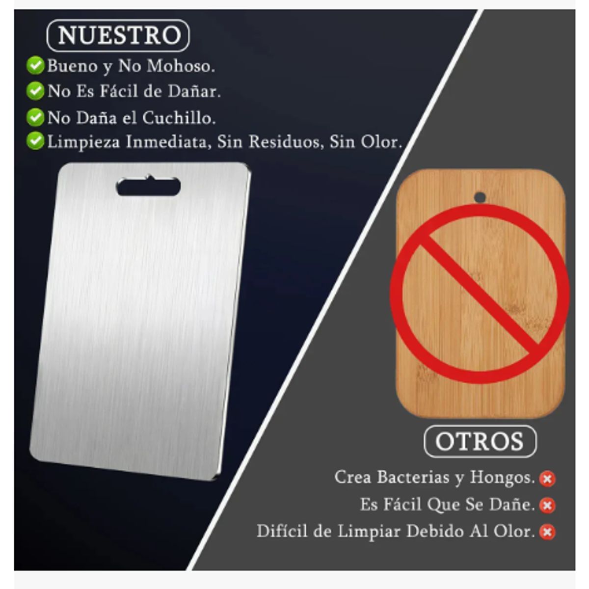 GENERICO - Tablas Para Picar Utensilio Cocina Con Base Colores 4 Piezas Lisa Plateado