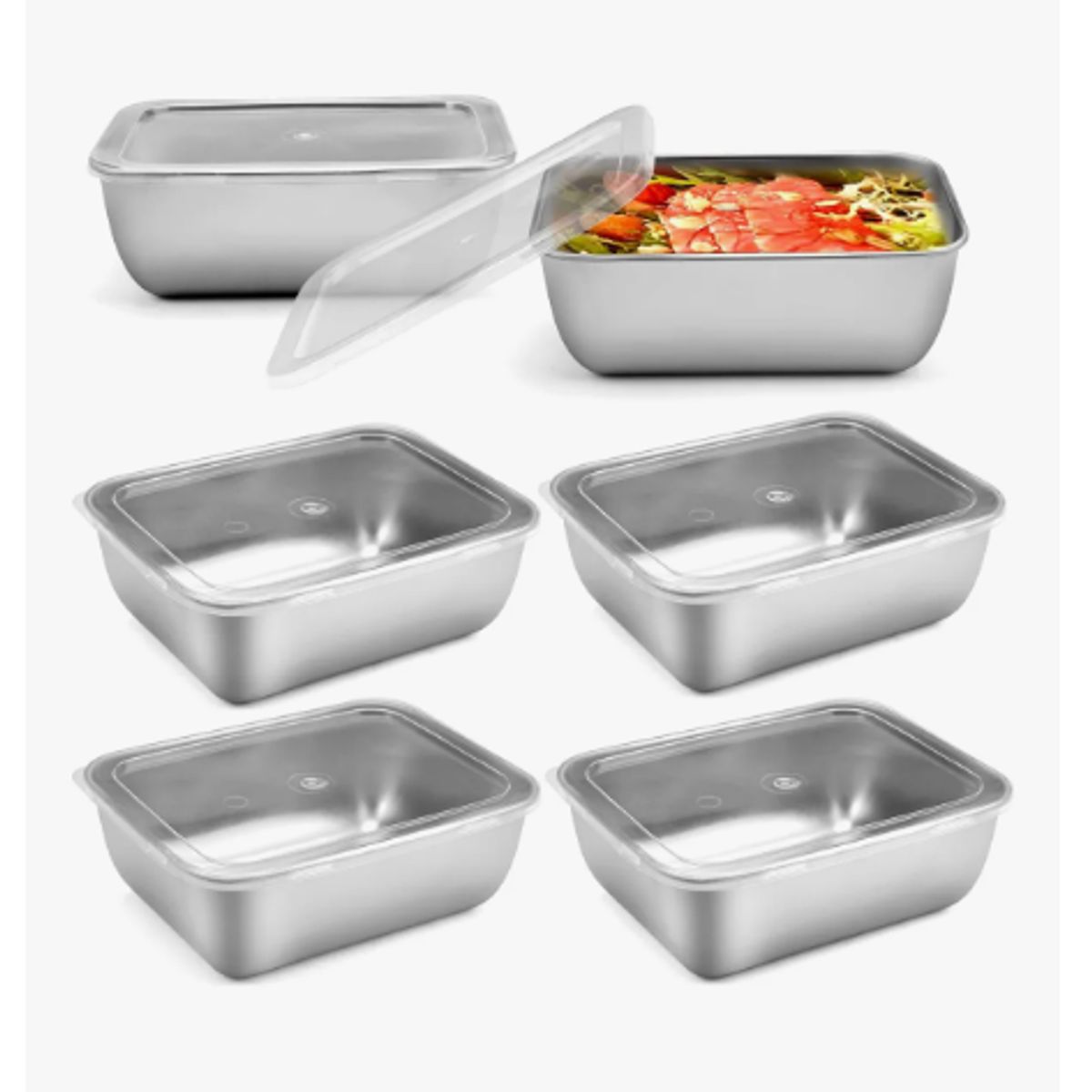 GENERICO - Recipientes Herméticos De Acero Inoxidable Para Cocina 6pzs Gris