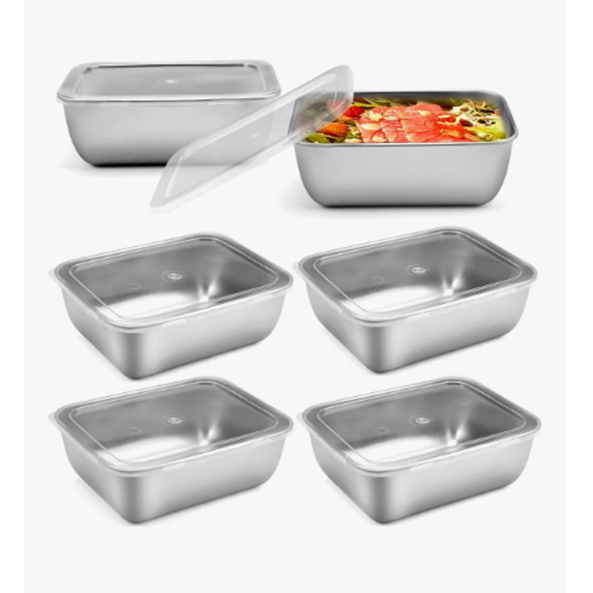 GENERICO - Recipientes Herméticos De Acero Inoxidable Para Cocina 6pzs Gris