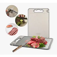 GENERICO - Tabla De Cortar Doble Cara Acero 304 Y Pp Cocina 36 X 25cm