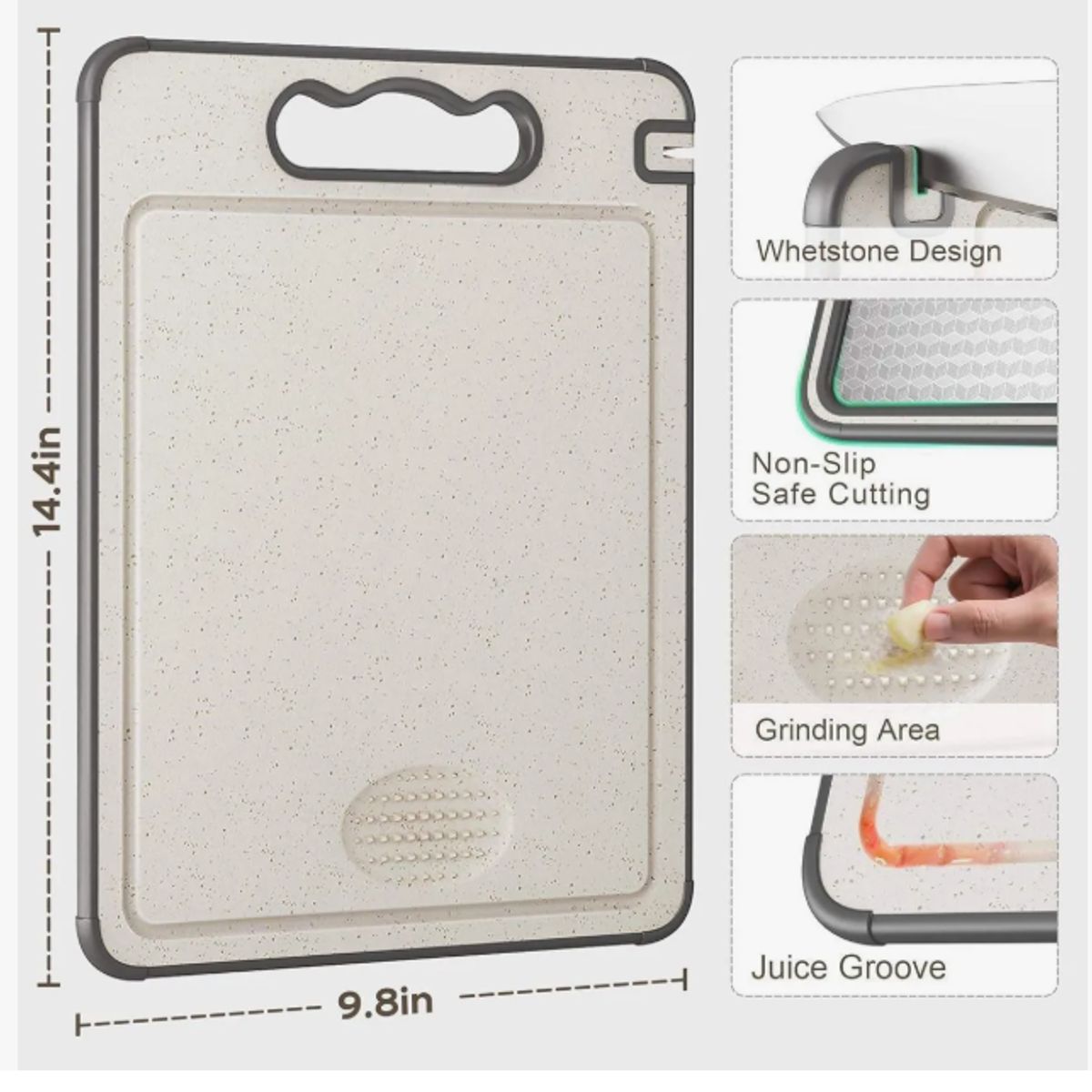 GENERICO - Tabla De Cortar Doble Cara Acero 304 Y Pp Cocina 36 X 25cm
