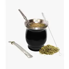 GENERICO - Kit Matero Bombilla Mate Set Matero Acero Inoxidable Negro