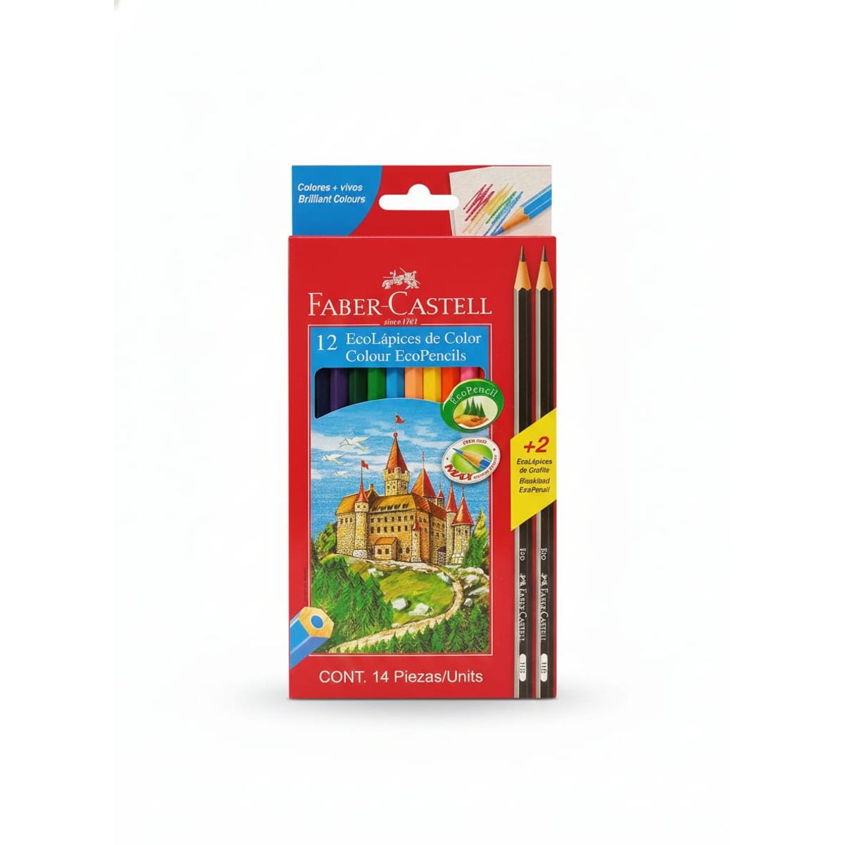 FABER-CASTELL - Lápices De colores vivos Faber Castell Hexagonales HB + 2 grafito