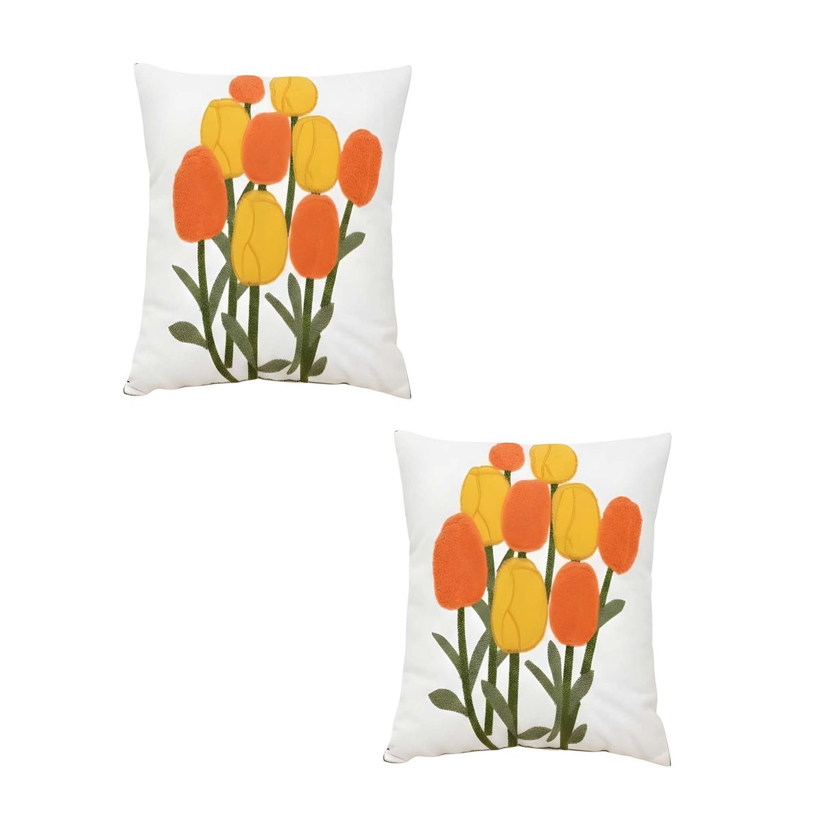 GENERICO - PACK DE 2 FUNDAS DE COJIN BORDADAS 45X45CM BLANCO 01