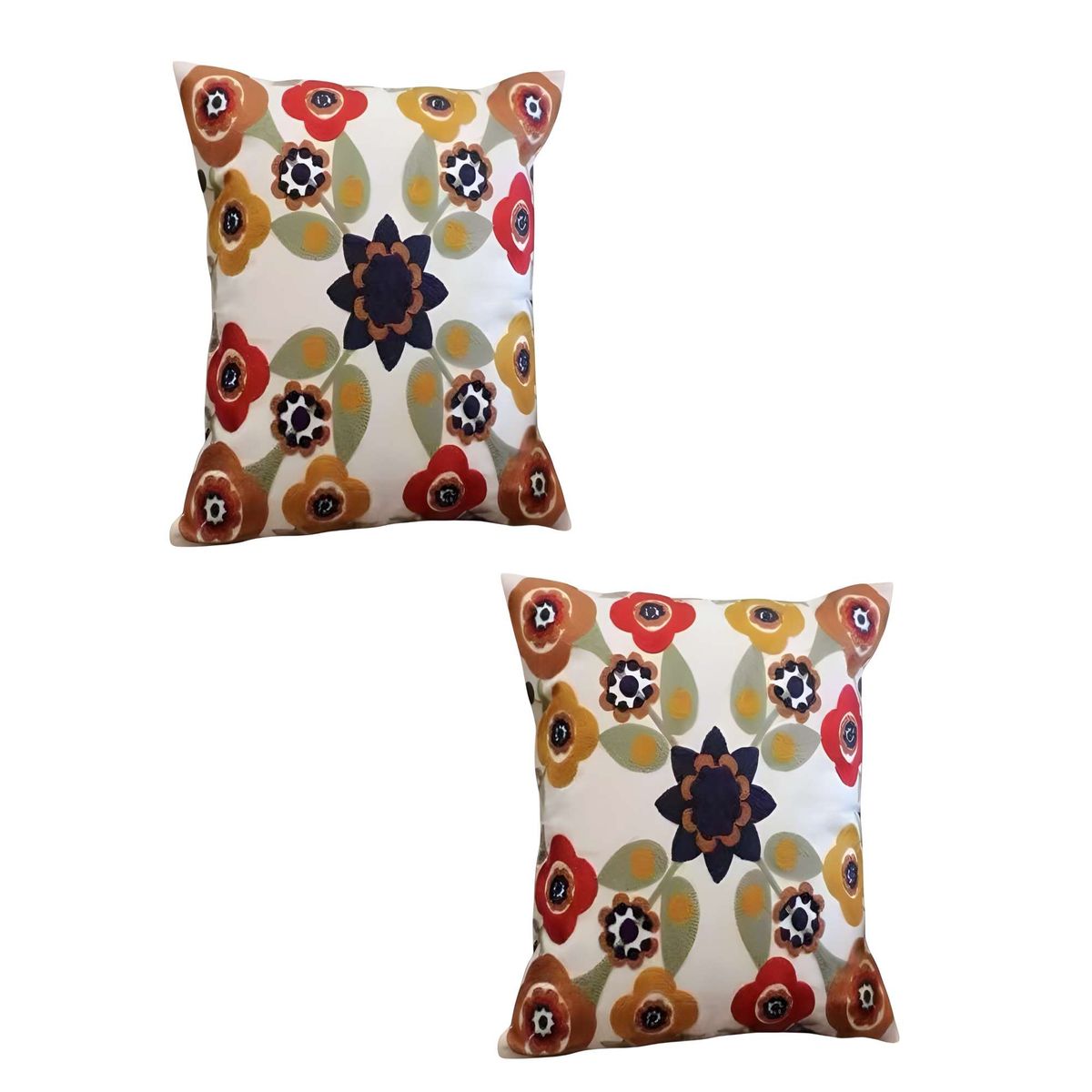 GENERICO - PACK DE 2 FUNDAS DE COJIN BORDADAS 45X45CM BLANCO 05
