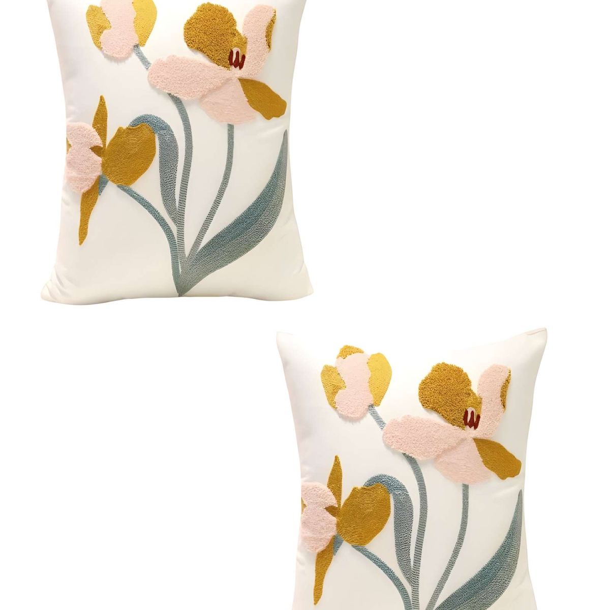 GENERICO - PACK DE 2 FUNDAS DE COJIN BORDADAS 45X45CM BLANCO 08
