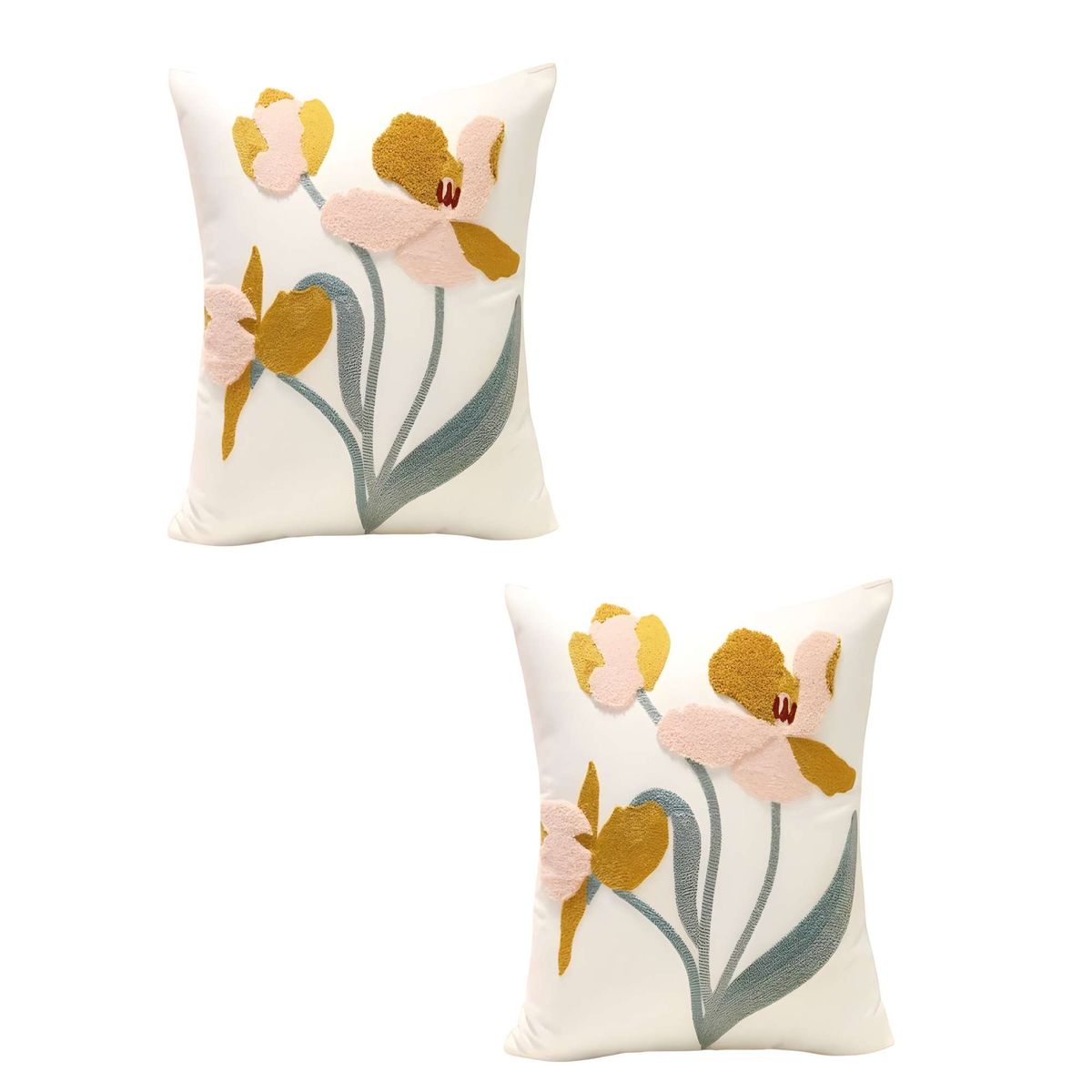 GENERICO - PACK DE 2 FUNDAS DE COJIN BORDADAS 45X45CM BLANCO 08