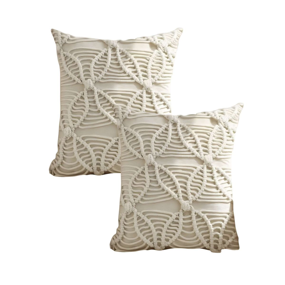 GENERICO - PACK DE 2 FUNDAS DE COJIN CON ESTILO BOHEMIO 45X45CM BEIGE 04