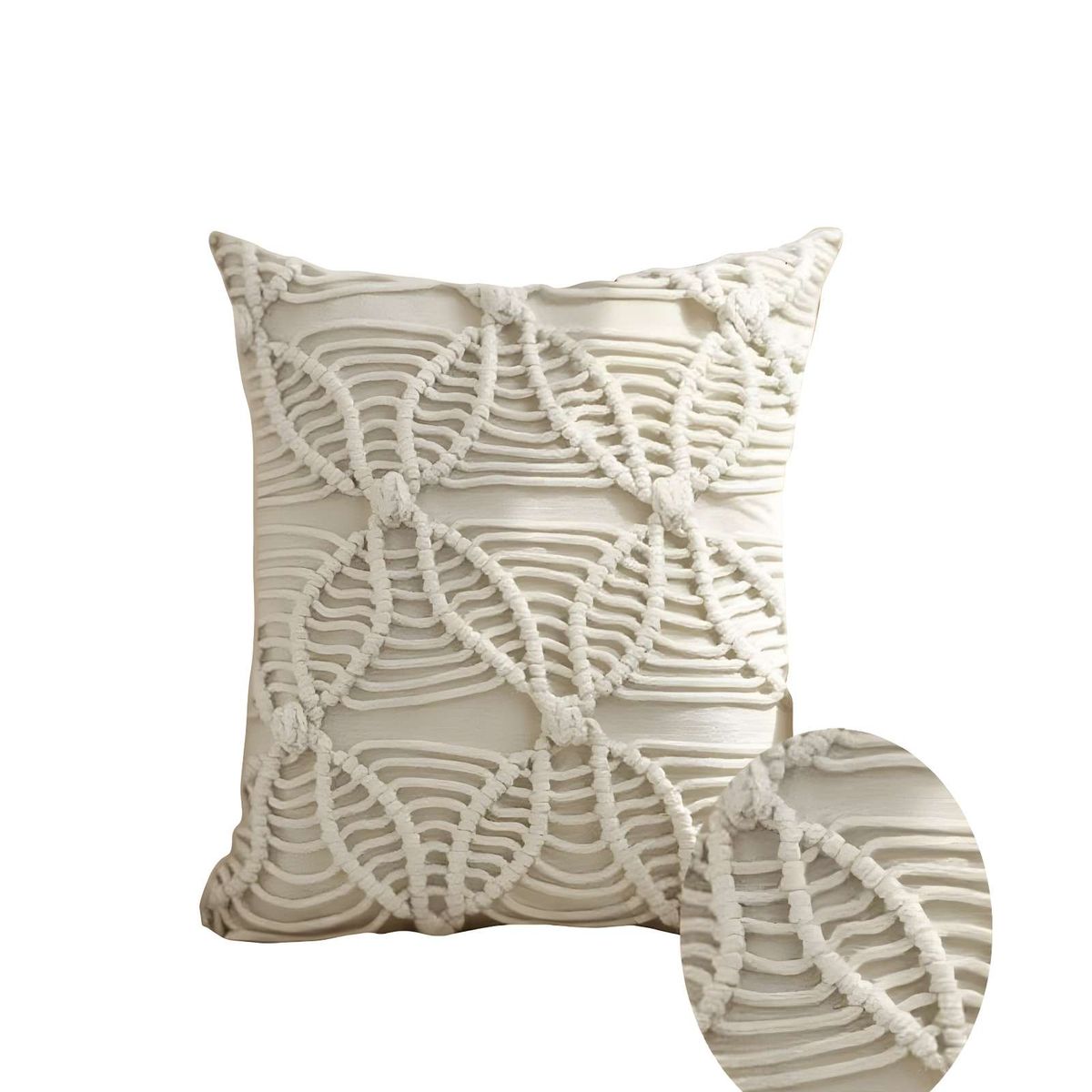 GENERICO - PACK DE 2 FUNDAS DE COJIN CON ESTILO BOHEMIO 45X45CM BEIGE 04